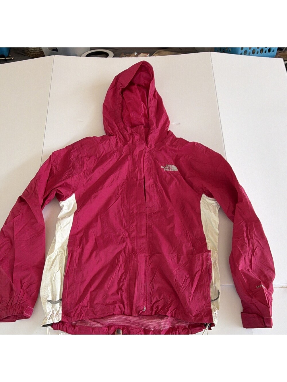The North Face HyVent Women’s Pink/White Hooded Zip Rain Jacket Size S